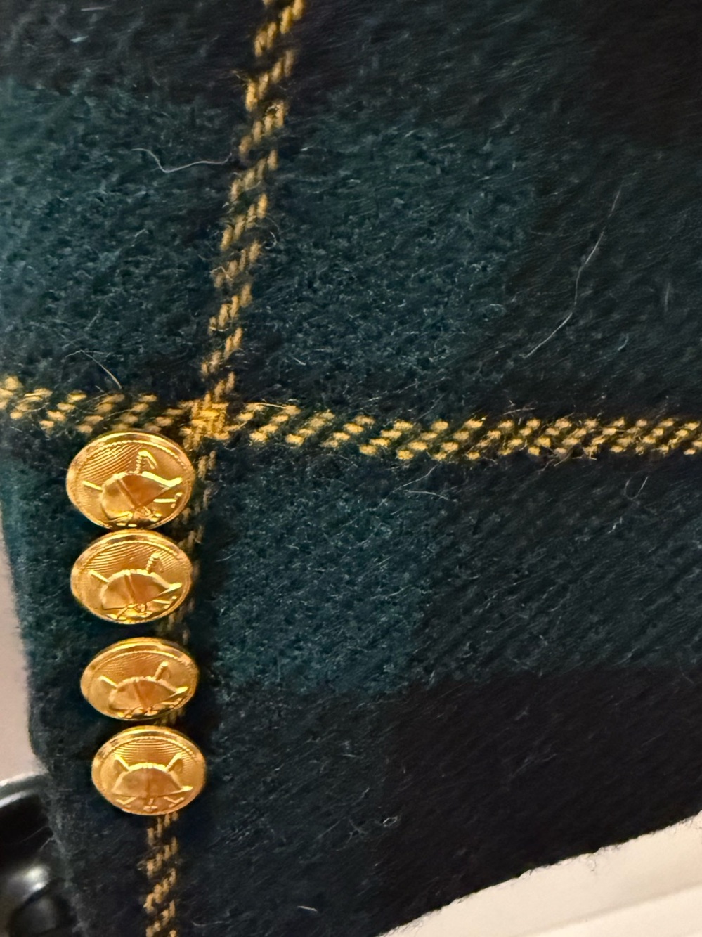 Polo by Ralph Lauren Navy & Green Plaid Sport Coat with Gold Accents - Picture 5 of 15